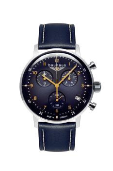 Bauhaus Herrenuhr Quarz Chronograph mit Lederarmband